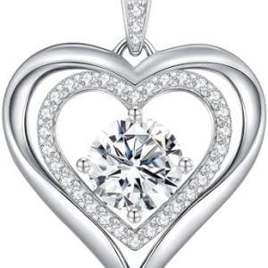 Show Your Love with ANDSO's Stunning Moissanite Heart Pendant Necklace - Perfect Anniversary Gift for Wife, Mom, or Her!